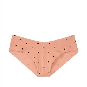 Victoria’s Secret No Show Bikini Panty Brilliant Blush Black Dot XL NEW